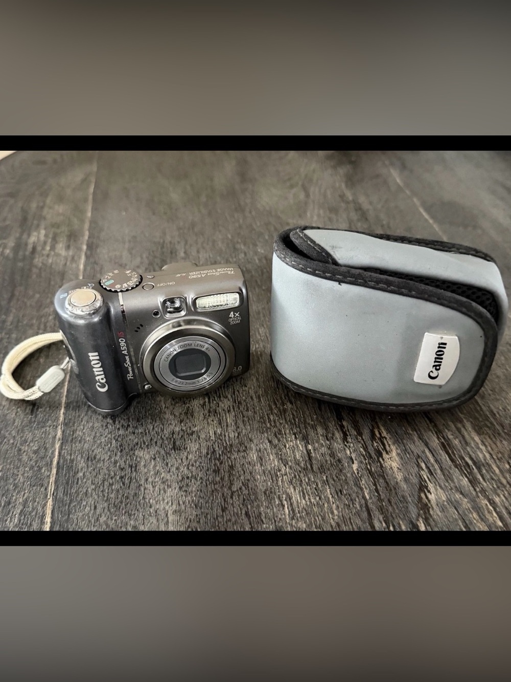 Canon PowerShot A590 IS Compact Digital Camera 8.0MP 4x Zoom Gray With Case